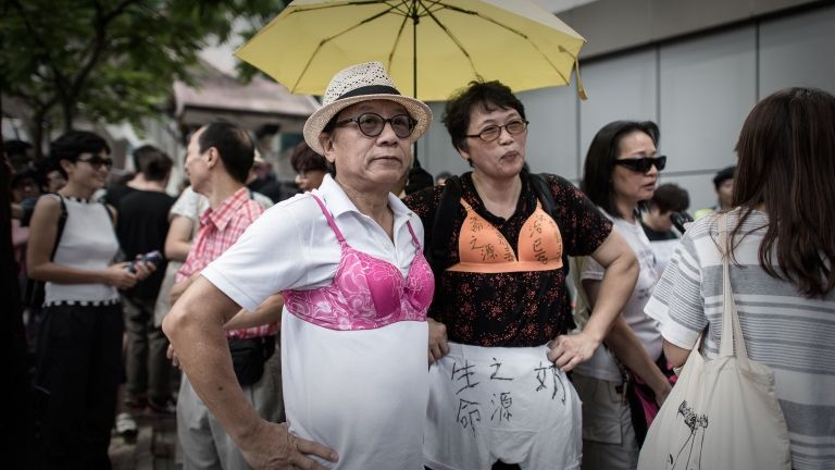 Bra Wearing protest Hong Kong