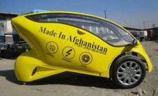 Solar powered car on the roads of Afghanistan